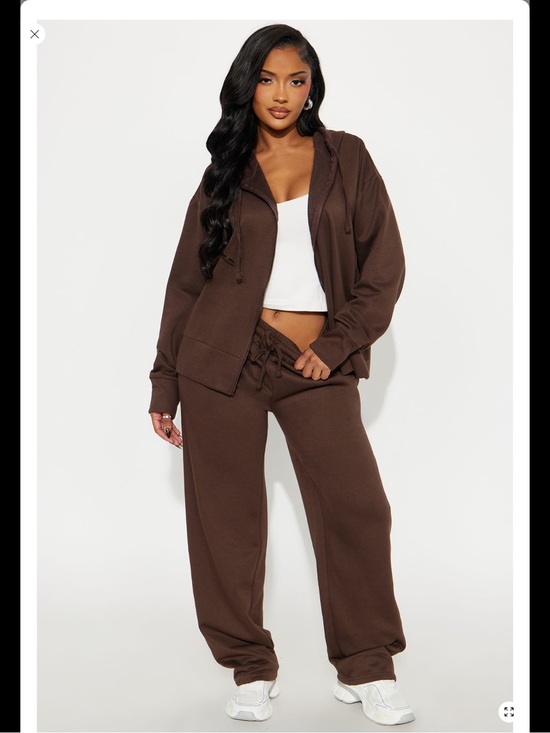 Fashion Nova Pants - Fashion Nova Women's Chocolate Brown Zip Hoodie & Drawstring Joggers Set